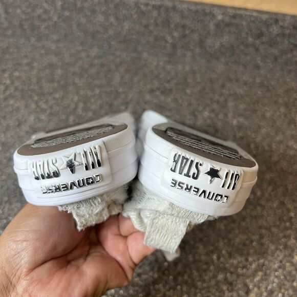 Converse All Star Slip On Light Gray Lace Canvas Shoes Womens Sz 9 Stretch Back - Picture 8 of 11